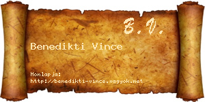 Benedikti Vince névjegykártya